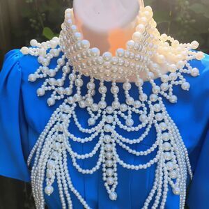 Pearl Body Chain Collar Necklace Body Jewelry Bra Adjustable & Elegant NEW